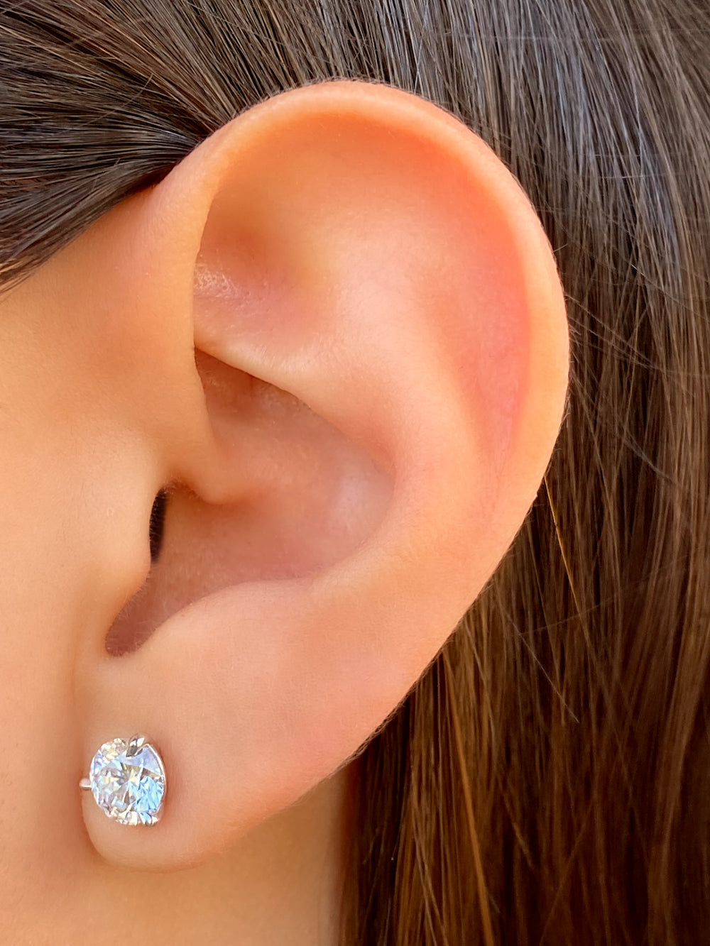 Par Aretes 2 Ct Round Diamantes Lab Grown