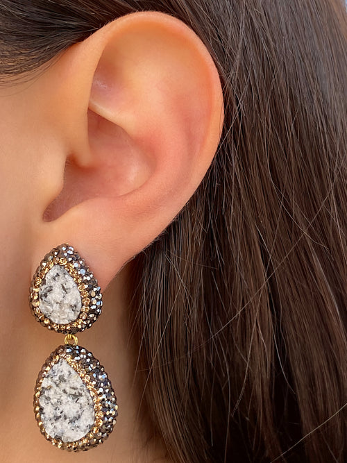 Par Arete Doble Gota Jaspeada