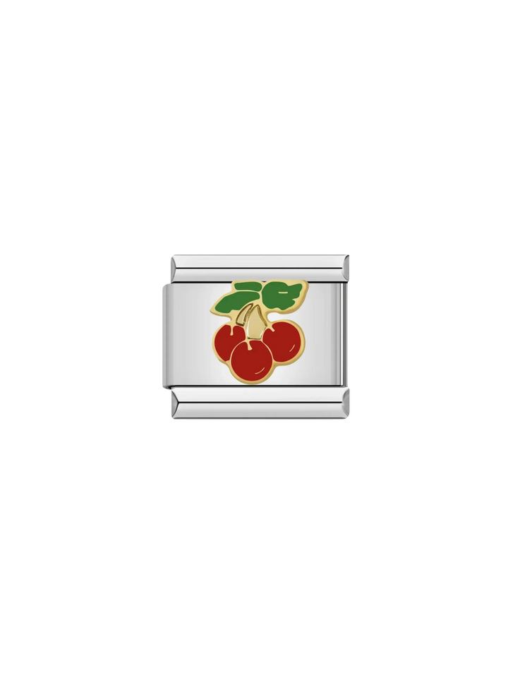 Charm Triple Cereza Con Contorno Dorado