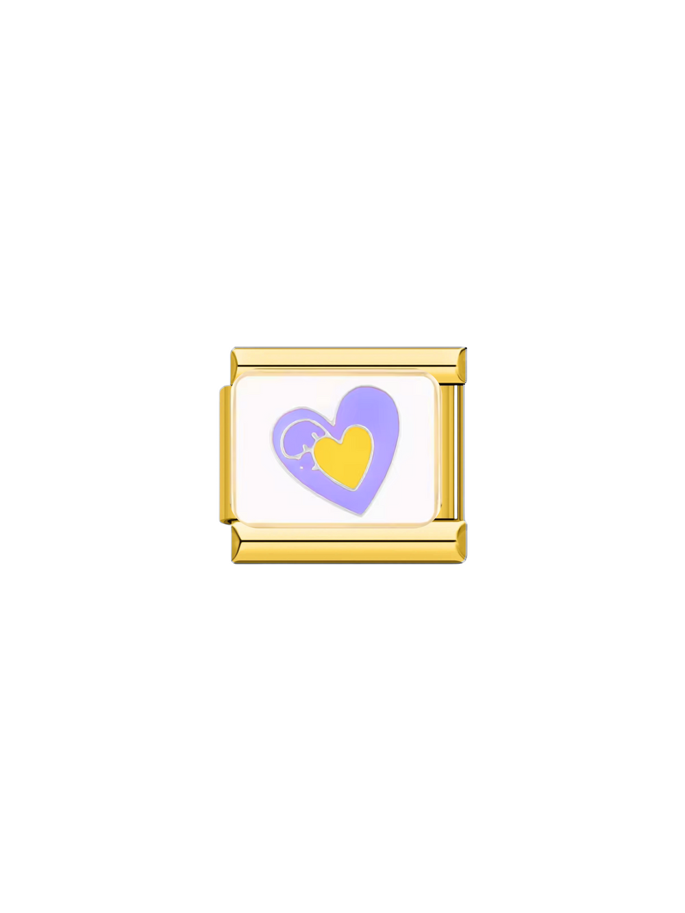 Charm Dorado Corazon Morado