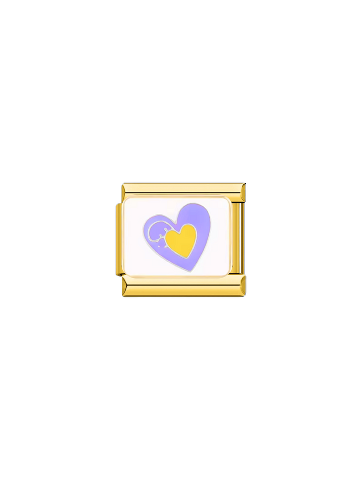 Charm Dorado Corazon Morado
