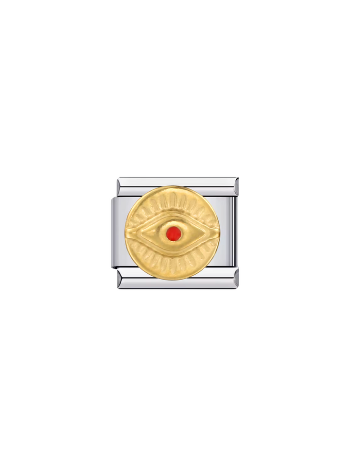 Charm Con Ojo Dorado Centro Rojo