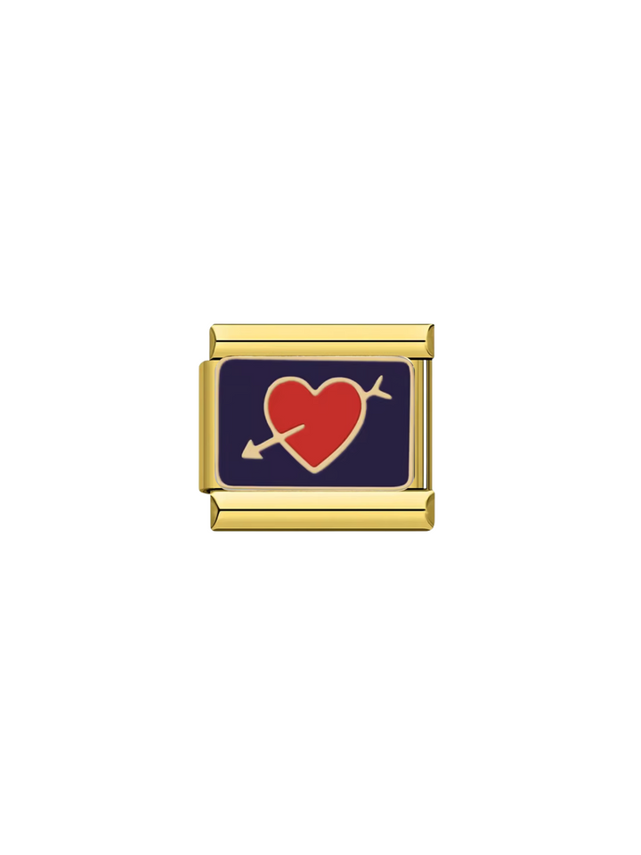 Charm Corazon Con Flecha Fondo Morado