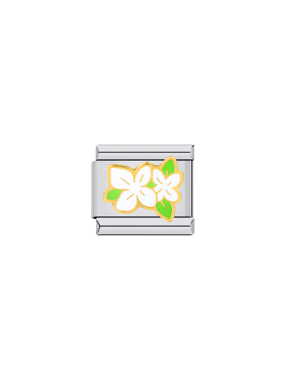 Charm Flores Blancas Con Hojas Verdes