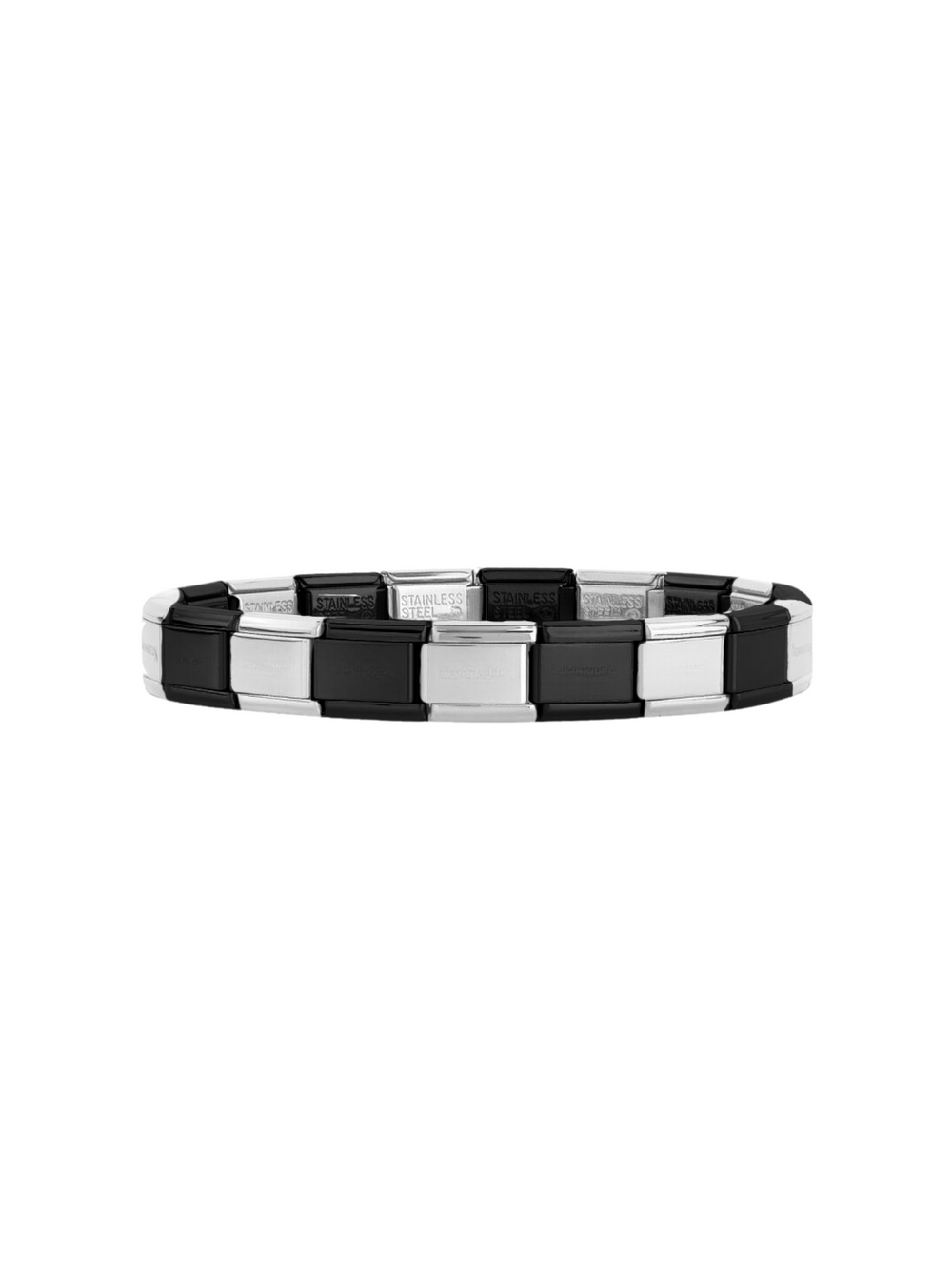 Pulsera Italiana Plateado y Negro