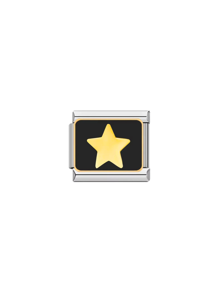Charm Estrella Dorada Con Fondo Negro