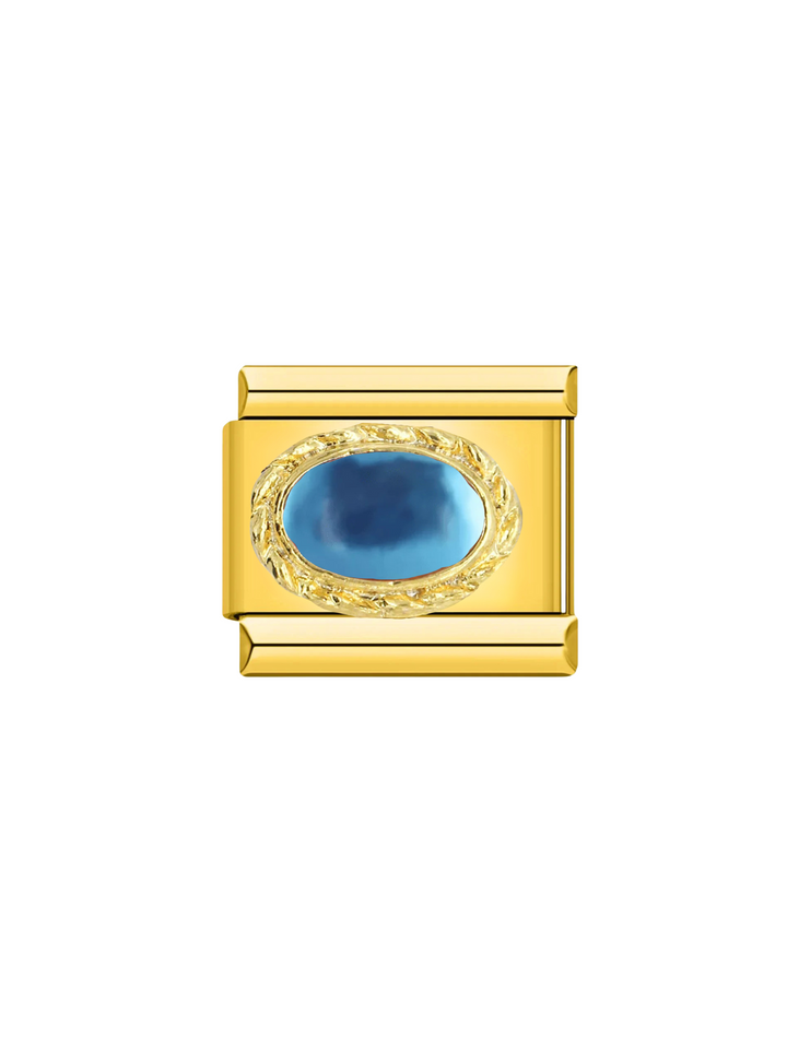 Charm Dorado Con Piedra Ovalada Trenzada