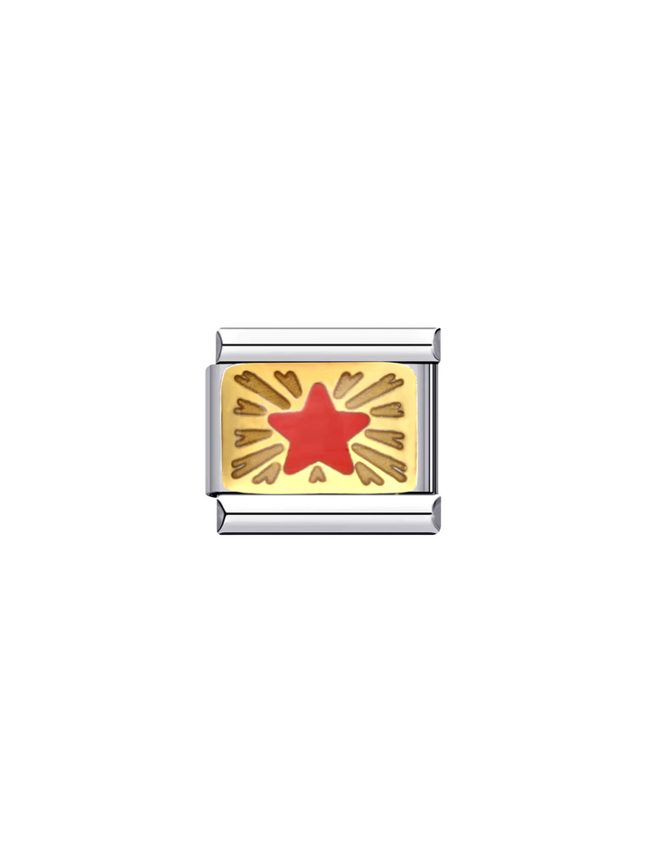 Charm Estrella Roja Fondo Dorado