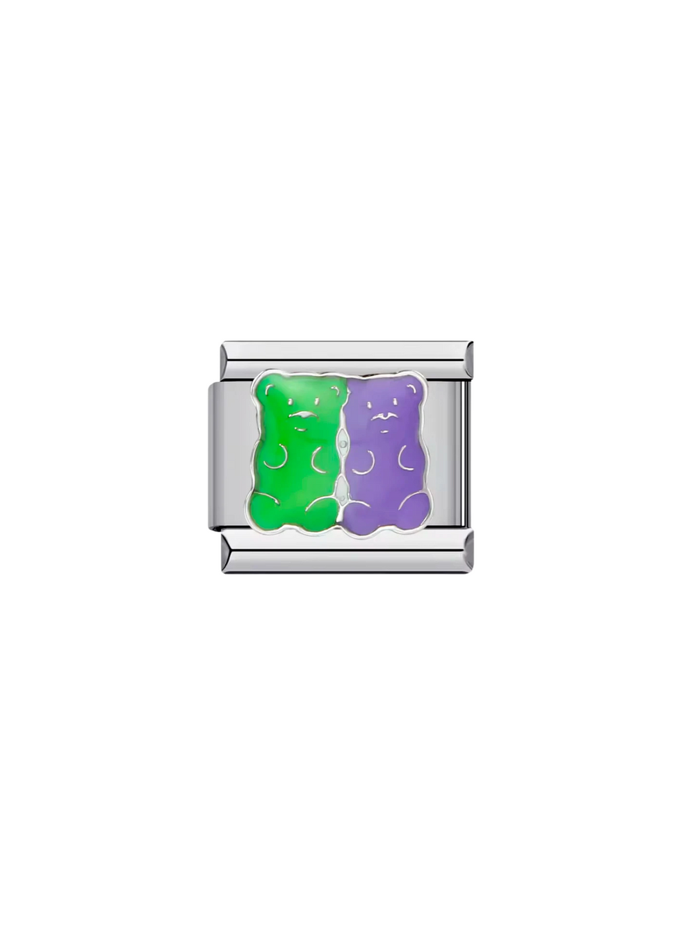 Charm Doble Oso Verde y Morado
