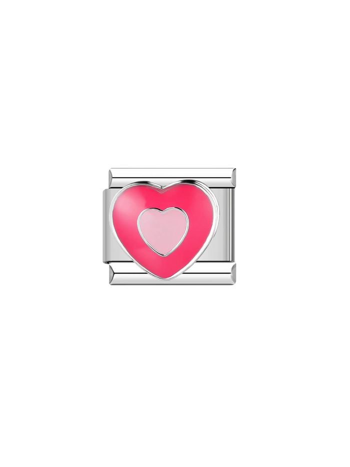 Charm Doble Corazon Rosa