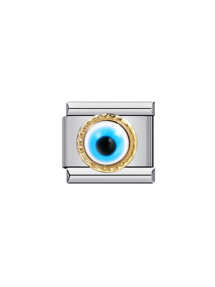 Charm Ojo Celeste Con Borde Dorado