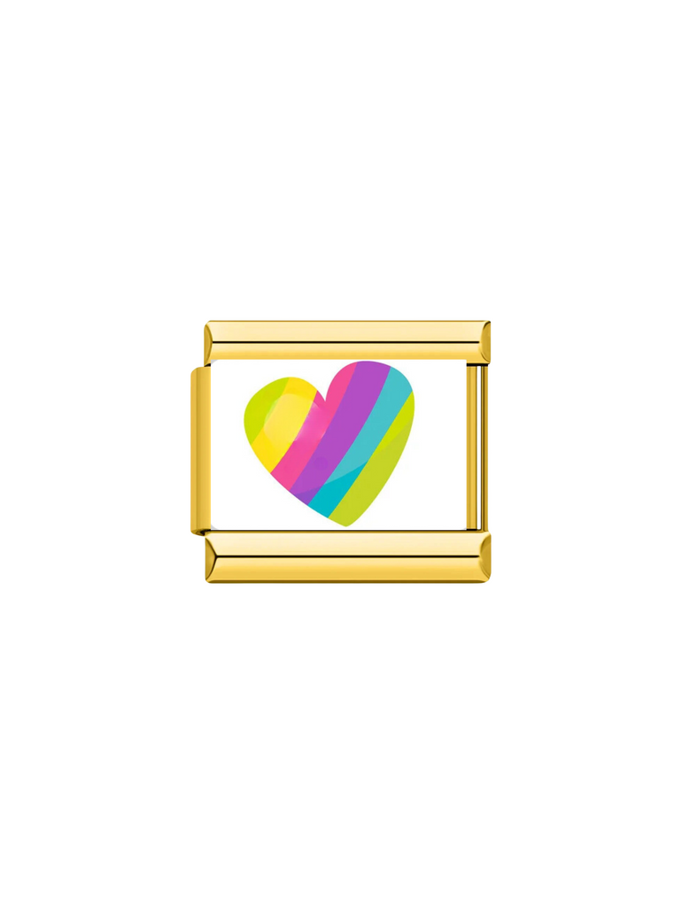 Charm Dorado Corazon Rainbow