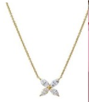 Collar Dije Cuatro Petalos Zirconias