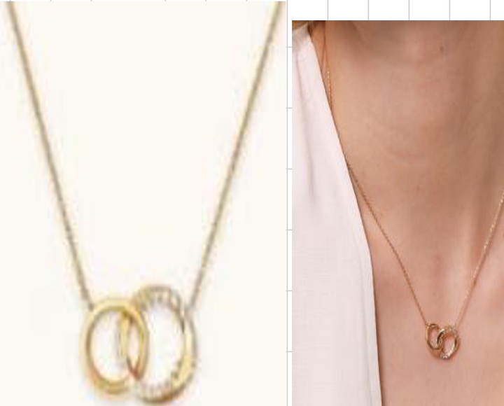 Collar Dije Doble Circulo Enlazado Zirconias