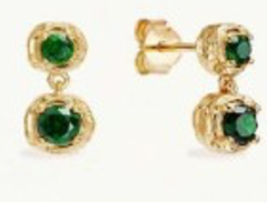 Par Arete Doble Zirconia Verde Contorno Irregular