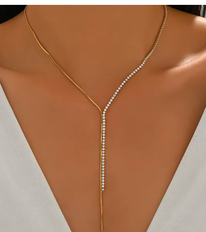 Collar Corbatin Tira Con Zirconias