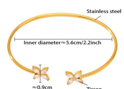 Brazalete Abierto Doble Flor Zirconia