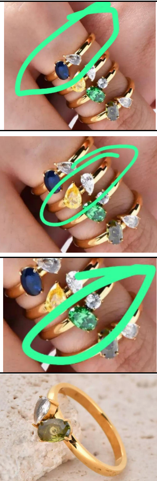 Anillo Con Zirconia Ovalada Y Gota