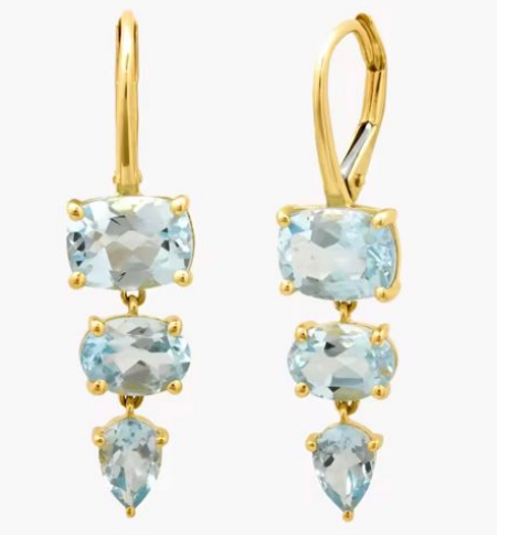 Par Arracada Con Zirconias Azules Ovaladas