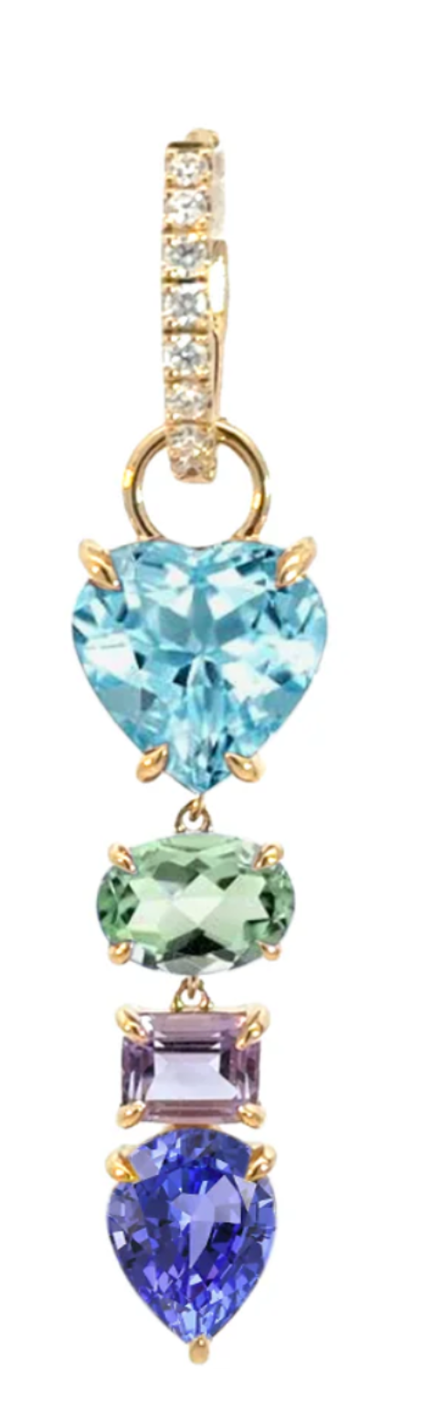 Par Arracada Tira Zirconia Figuras Corazon 2 en 1