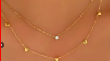 Collar Doble Corazones Y Zirconias