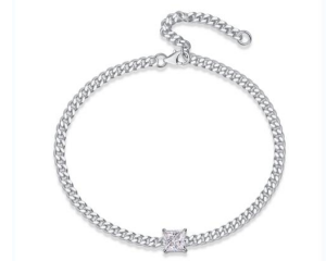 Pulsera Eslabones Moissanita Corte Princessa 1 CT