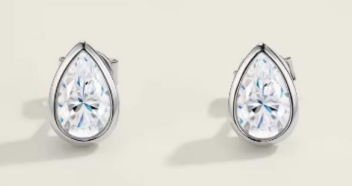 Par Arete Moissanita 2 CT Corte Pera Con Bisel