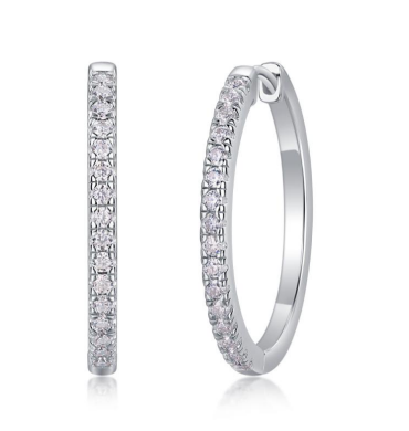 Par Arracada Delgada Con Moissanitas 24 mm 0.48 CT