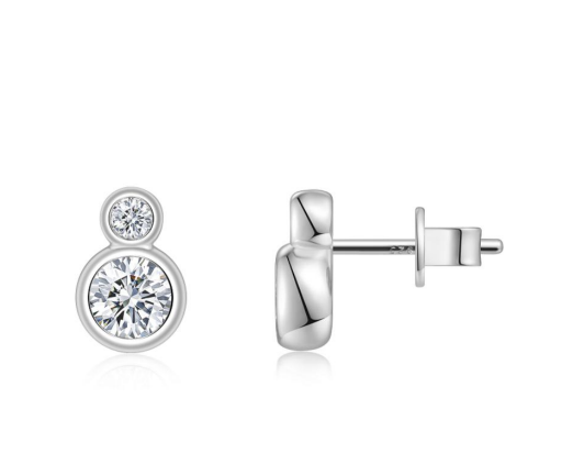Par Arete Doble Moissanita Redonda 1.09 CT