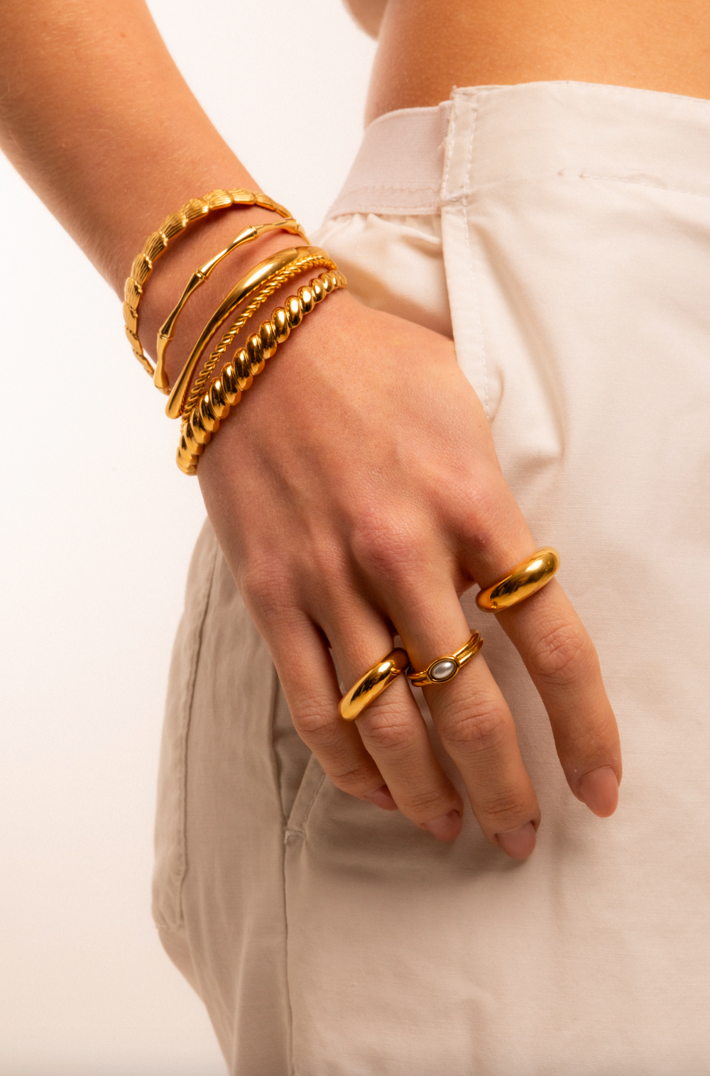 Brazalete Dorado Bambú