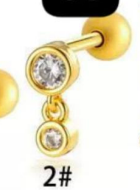 Arete Dos Zirconias Bisel Colgantes Acero Inoxidable