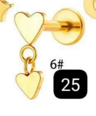 Arete Doble Corazon Primera Perforacion Titanio