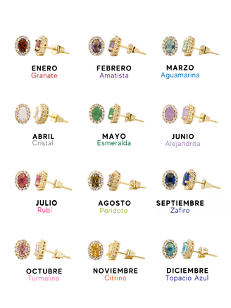 Par Arete Ovalado Birthstone Dorado