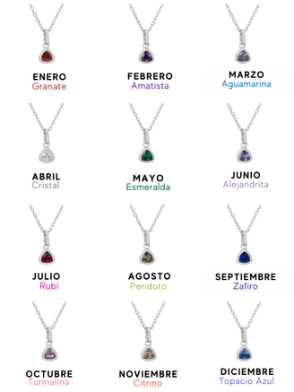 Collar Plateado Dije Birthstone Triangulo