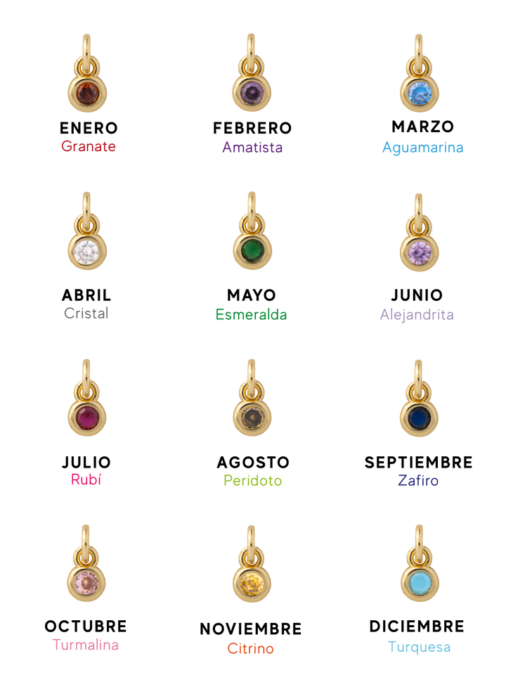Personaliza Tu Collar Dije Birthstone Redondo
