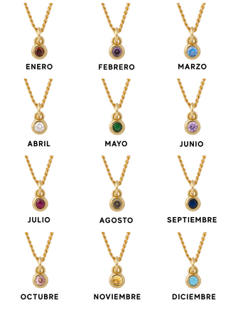Personaliza Tu Collar Birthstone Redondo
