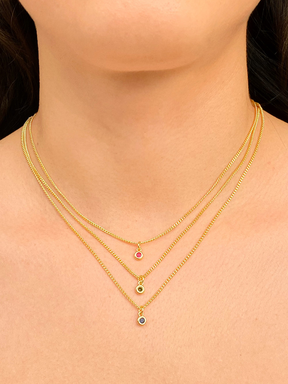 Personaliza Tu Collar Dije Birthstone Redondo
