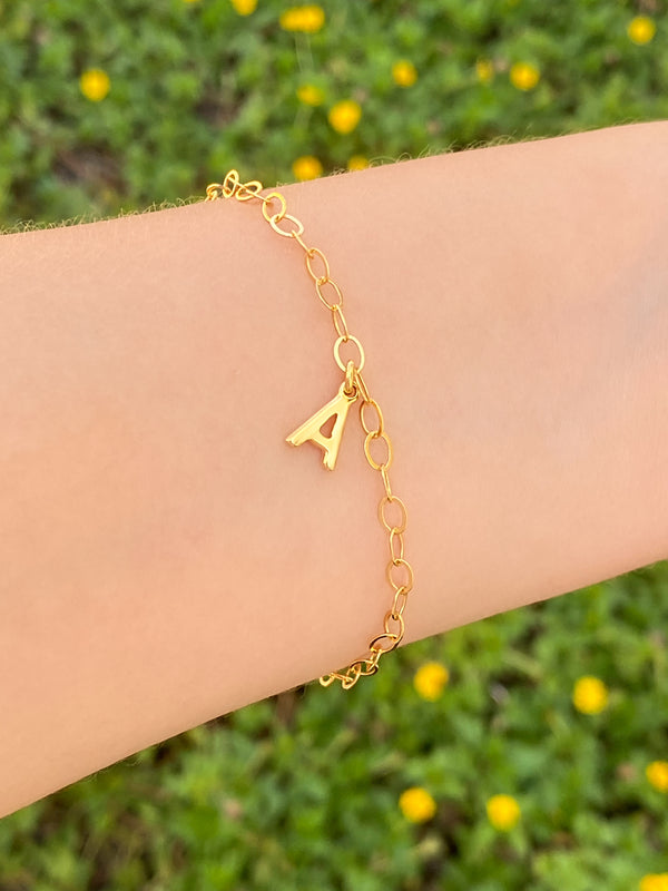 Pulsera Eslabon Circular Con Inicial