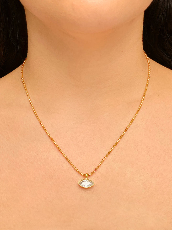Collar Bolitas Con Dije Zirconia Marquesa