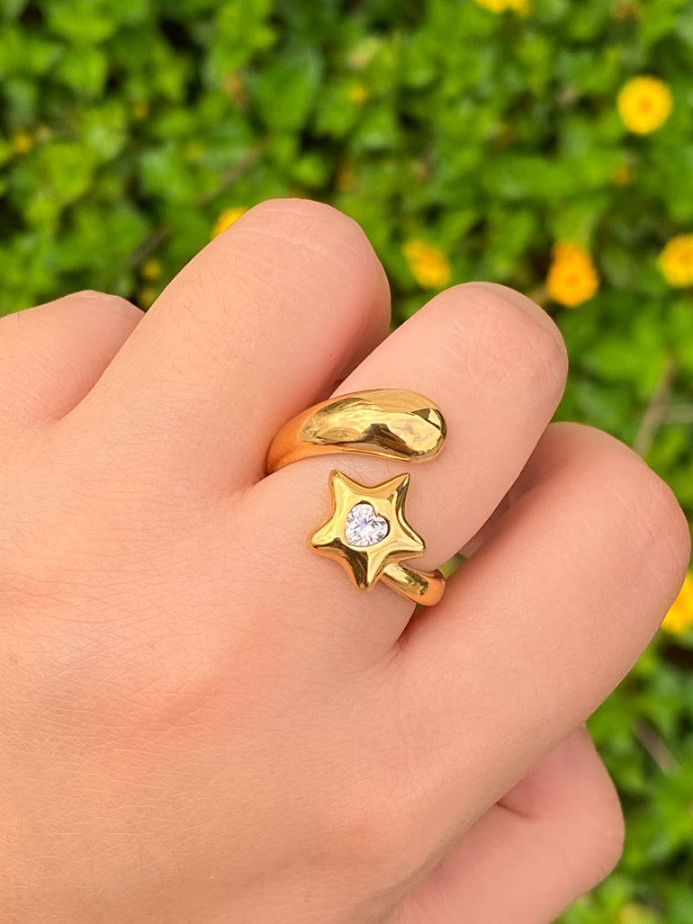 Anillo Cruzado Gota y Estrella