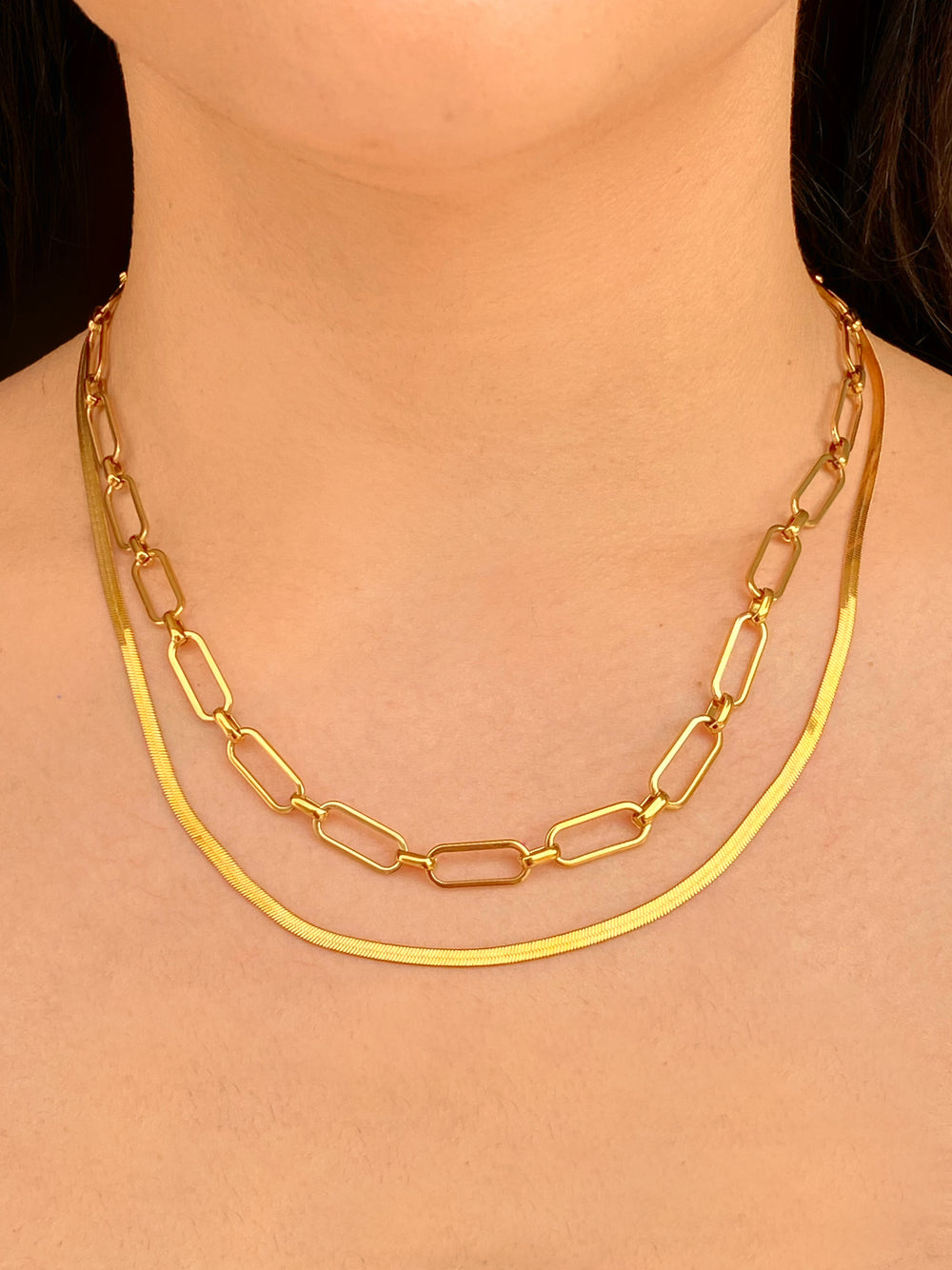 Collar Doble Planchado y Eslabon Tipo Clip