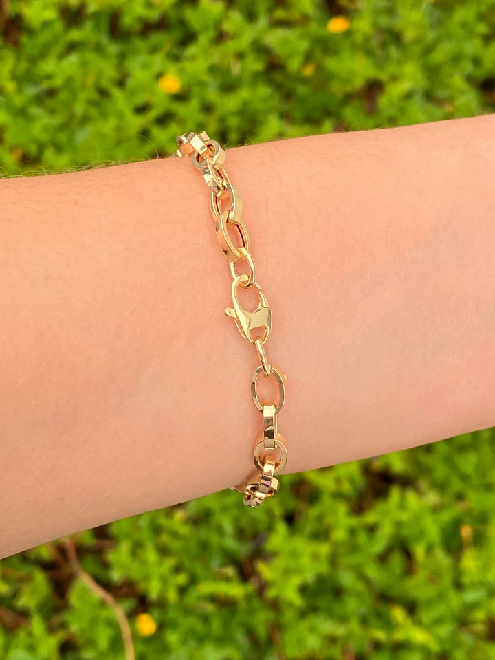 Pulsera Eslabon Ovalado 6 mm Oro 14k