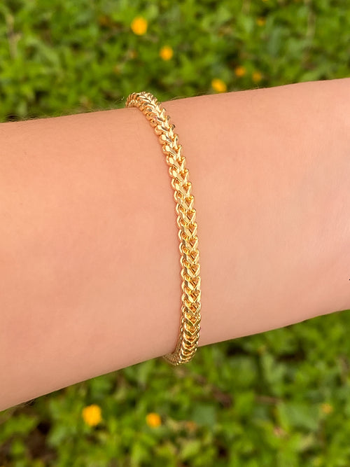 Pulsera Tipo Espiga Oro 14k