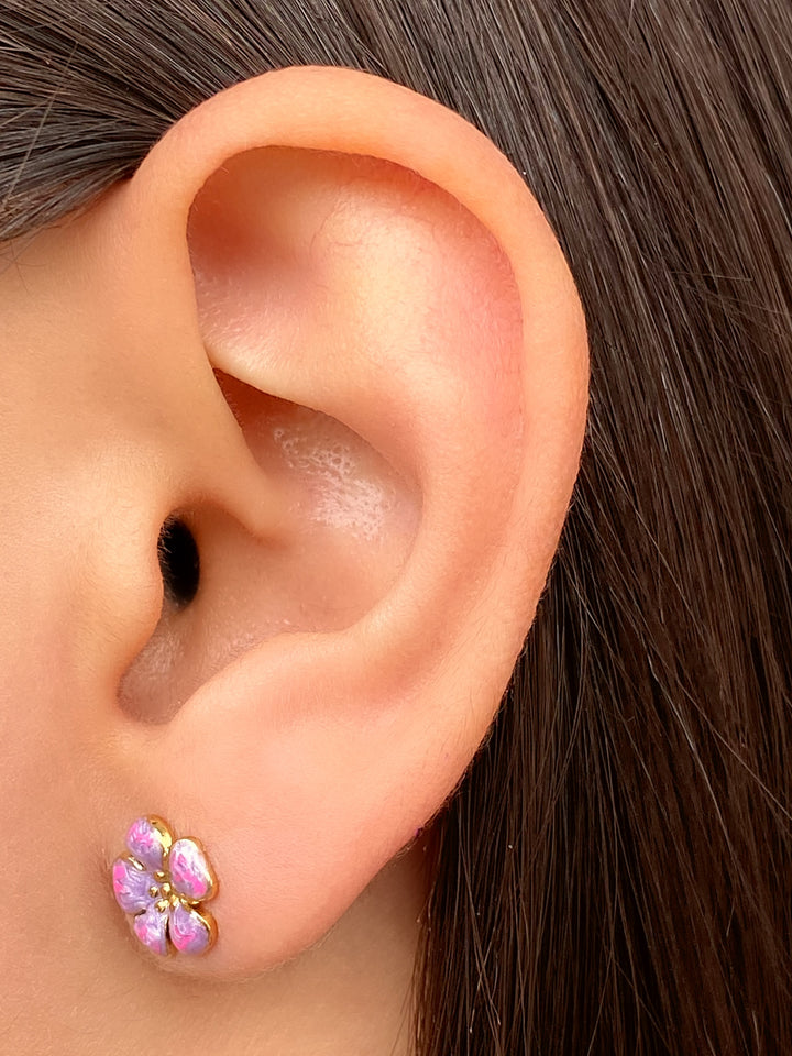 Par Arete Mini Flor Morada