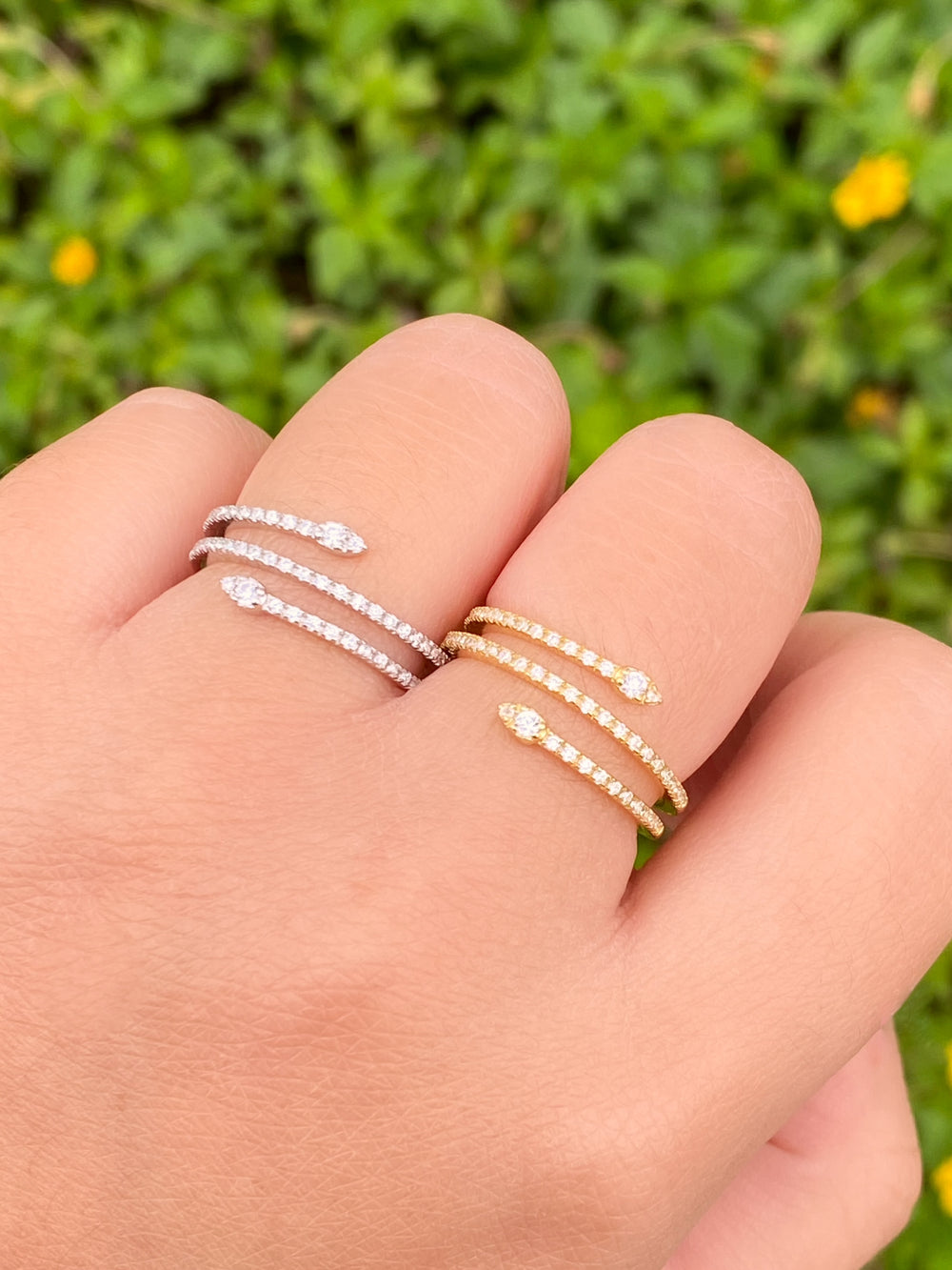 Anillo Serpiente Triple Con Zirconias