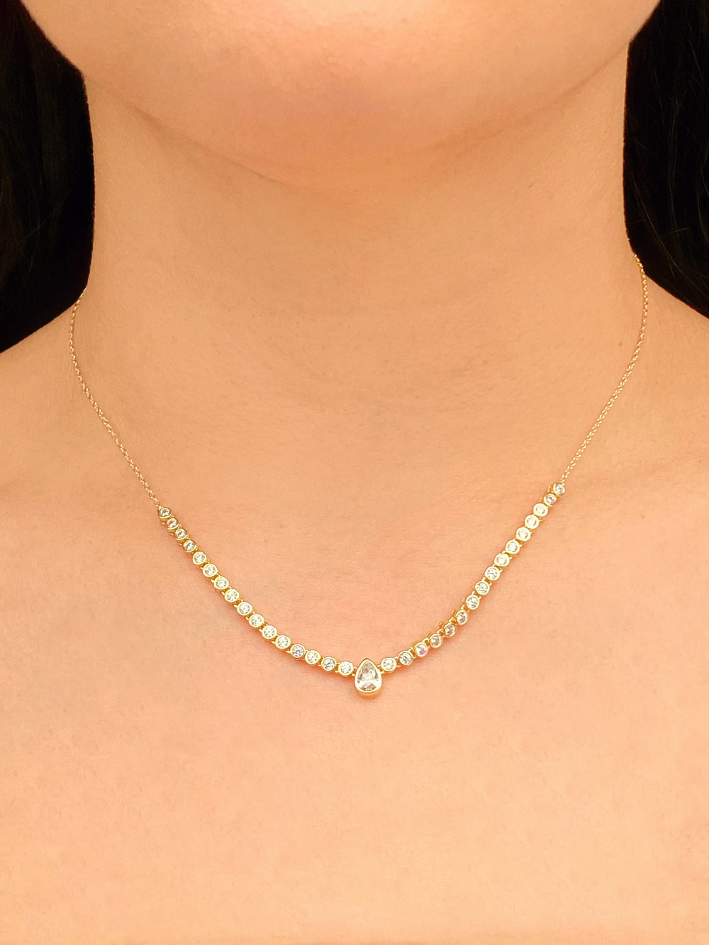 Collar Con Zirconias Dije Gota
