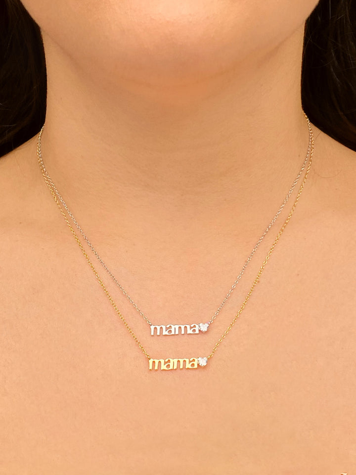 Collar Mama Con Corazon Zirconia