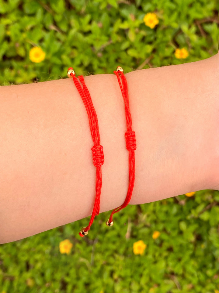 Pulsera Hilo Rojo Con Ojo y Bolitas
