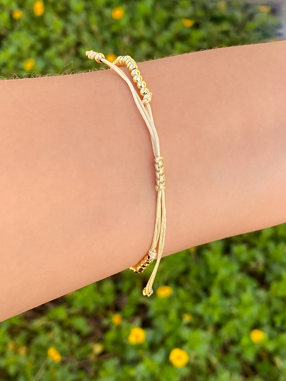 Pulsera Bolitas Doradas Con Perlitas