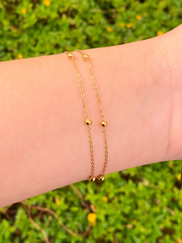 Pulsera Doble Con Bolitas